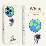 Rectangle Astronaut Pattern Liquid Silicone Case For iPhone 12 11