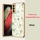 Plated 9H Ceramics Tempered Glass Full Protect Marble Case for Samsung Galaxy S21 Series