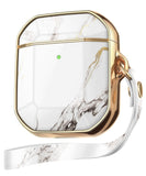 Full Body Protective Stylish Marble Design Luxury AirPods Case with Lanyard