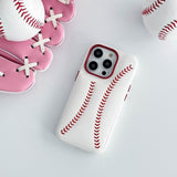 Hand Stitched Baseball Luxury Leather Creative Case For iPhone 14 13 12 Series