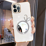 Bling Glitter Rabbit Makeup Mirror Plating Case for iPhone 13 12 11 Pro Max Mini