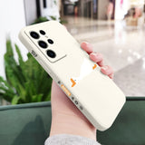 Lazy Sleeping Geese Cute Fun Pattern Liquid Silicone Case For Samsung Galaxy S23 S22 S21 series