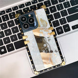 Mirror 3D Butterfly Flower Plating Soft Square Case For iPhone 14 13 12 series