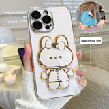 Luxury Holder Color Cute Rabbit Case For Samsung Galaxy S23 S22 Ultra Plus