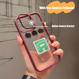 Hollow Fliping Lens Bracket Transparent Acrylic Shockproof Case for iPhone 14 13 12 series