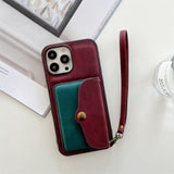 Luxury Wallet Shockproof Card Holder Strap Leather Case for iPhone 13 12 11 Pro Max Mini