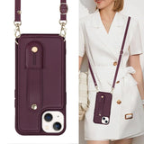 Crossbody Lanyard Wristband Leather Wallet Case for iPhone 14 13 12 series