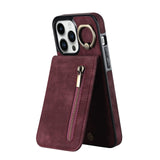 Zipper Cards Holder Leather Wallet Kickstand Case For iPhone 14 13 12 series