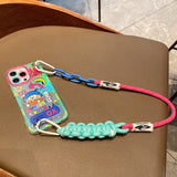 Cute Graffiti Crossbody Lanyard Soft Silicone Case For iPhone 14 13 12 series