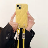 Double Chain Crossbody Lanyard Leather Back Case for iPhone 13 12 11 Series