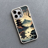 Japanese Aesthetic Mount Fuji Landscape Silicone Case For iPhone 15 14 13 Series
