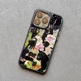 Creative Black Cat Illustration Gorgeous Nature Silicone Case for iPhone 15 14 13 series
