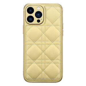 Luxury Quality Soft Leather Square Plaid Case for iPhone 13 series