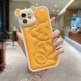 Luxury Bear Camera Soft Leather Case for iPhone 14 13 12 series