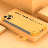 Ultra thin Frameless Matte PC Ring Holder Shockproof Phone Case For iPhone 12 Series