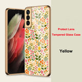 Plated 9H Ceramics Tempered Glass Full Protect Marble Case for Samsung Galaxy S21 Series