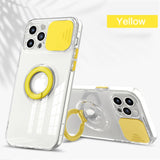 Slide Camera Protector Transparent Silicone Case with Ring Holder For iPhone 13 Series