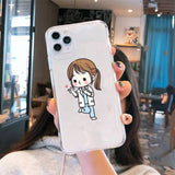 Medicine Doctor Nurse Cartoon Transparent Case for iPhone 12 11 Series