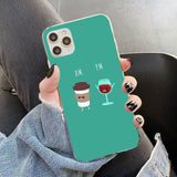 Coffee Wine Cup Printed Ultra-thin Soft Silicone Case for iPhone 12 11 Series