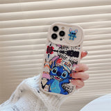 Cartoon Stitch with Sliding Lens Protection Case for iPhone 14 13 12 series
