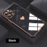 Luxury Electroplating Golden Heart Pattern Case For iPhone 13 12 11 Series