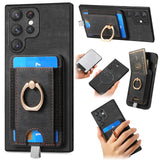 2 in 1 Magnetic Cards Bag Wallet With Ring Holder Case For Samsung Galaxy S23 S22 S21 Ultra Plus