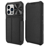 Leather Wallet Card Holder Case With Slide Lens For iPhone 14 Series