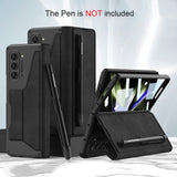 Leather Stand Shockproof Armor Case with Front Glass Film and Removable Pen Slot For Samsung Galaxy Z Fold 5 4