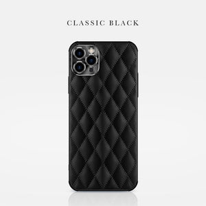 New Rhombic Lattice Luxurious Leather Case for iPhone 13 12 11 Series