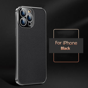 Plating Porsche Pattern Leather Case For iPhone 13 12 11 Series