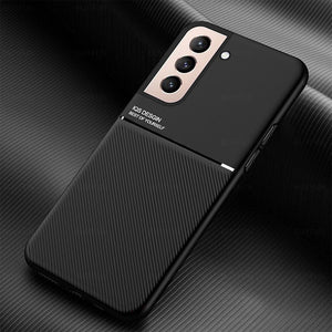 Car Magnetic Holder Leather Texture IQS Desing Case for Samsung Galaxy S21 Series