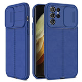 Lychee Pattern Leather Case Slided Camera Protector Cover For Samsung Galaxy S21 Series