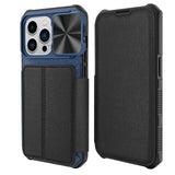 Leather Wallet Card Holder Case With Slide Lens For iPhone 14 Series