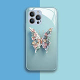 Fairy Butterfly Pattern Glass Lady Case for iPhone 15 14 13 12 series