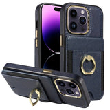 Leather Wallet Finger Ring KickStand Case For iPhone 15 14 13 12 Series