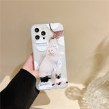 Funny 3D Cat Stand Case for iPhone 13 12 11 Pro Max