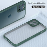 Premium Ultra Thin Frosted Transparent Silicone Case with Soft Frame Camera Protector For iPhone 12 Series