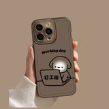 Cute Minimal Cat Dog Cartoon Transparent Soft Case For iPhone 14 13 12 series