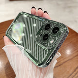 Luxury Carbon Fiber Texture Transparent Soft Silicone Case For iPhone 14 13 12 series