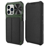 Leather Wallet Card Holder Case With Slide Lens For iPhone 14 Series