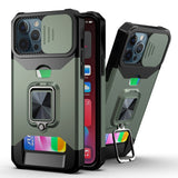 Slide Camera Protector Shockproof Case with Card Slot for iPhone 13 12 11 Series
