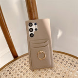 Leather Texture Wallet Card Holder Case With Ring Stand For Samsung Galaxy S23 S22 S21 series