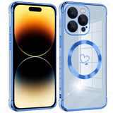 Luxury Plating Magsafe Wireless Charging Shockproof Case With Heart Pattern For iPhone 14 13 12 series