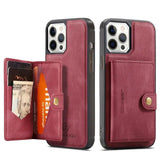 Detachable Card Slot Flip Leather Magnet Wallet Case for iPhone 15 14 13 12 series