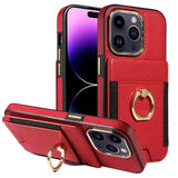 Leather Wallet Finger Ring KickStand Case For iPhone 15 14 13 12 Series