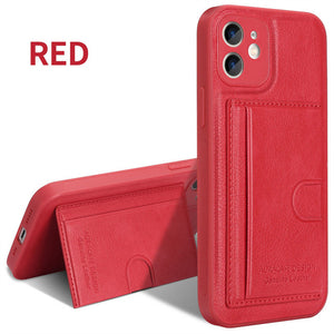 Luxury Leather Kickstand Wallet Case for iPhone 13 12 11 Pro Max