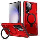 Magsafe Magnetic Wireless Charging Stand Hard PC Soft TPU Shockproof Armor Case For Samsung Galaxy S23 Ultra Plus