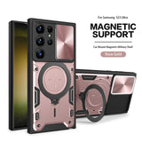 Luxury Magnetic Rotate Ring Bracket Holder Camera Slide Shockproof Case For Samsung Galaxy S23 S22 Ultra Plus