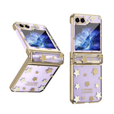 Shockproof Hinge Transparent Electroplating Hard Case For Samsung Galaxy Z Flip 5 4 3