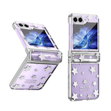 Shockproof Hinge Transparent Electroplating Hard Case For Samsung Galaxy Z Flip 5 4 3